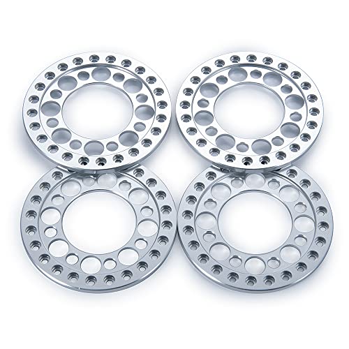 RCLIONS 4-Pack Aluminum 1.9" Beadlock Wheel Rim Rings for 1/10 RC Crawler (Silver)