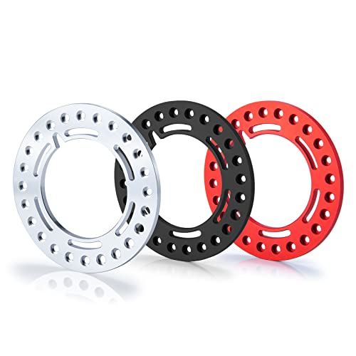 RCLIONS 4-Pack Aluminum 2.2 Inch Beadlock Wheel Rim Rings for 1/10 RC Crawler (Black)