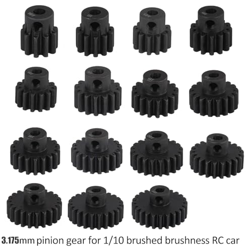 RcThjia 48P Hardened Steel Pinion Gear Set (5pcs) 16T-20T with Hex Key for RC Motor Shaft 3.175mm