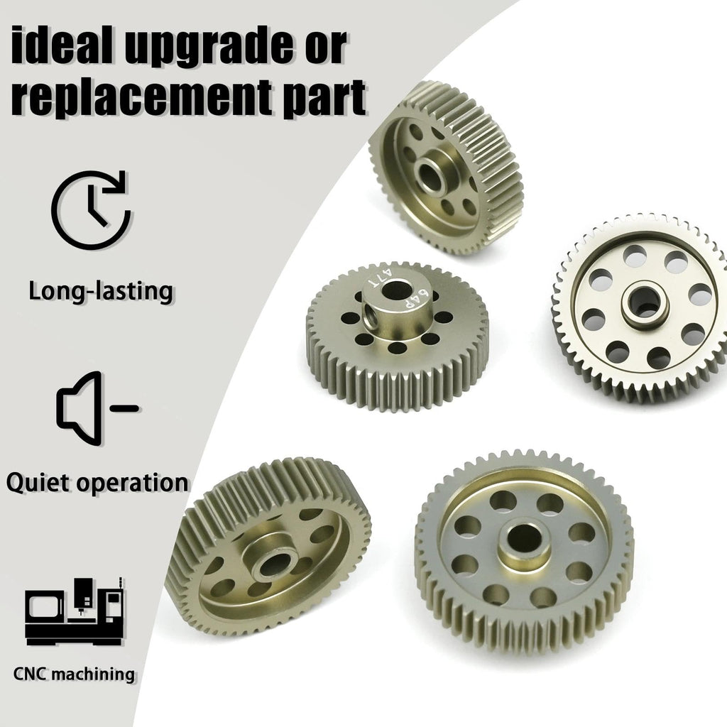 RcThjia 5-Pack 64P Aluminum Pinion Gears (46T-50T) for 3.175mm Shaft - 1/10 RC Car Upgrade