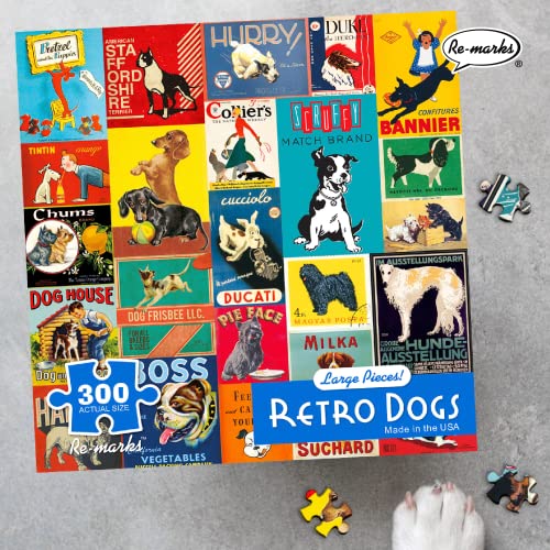 Re-Marks Retro Dogs 300-Piece Jigsaw Puzzle – Vintage Dog Breeds Collage