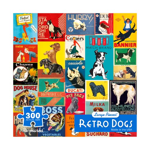Re-Marks Retro Dogs 300-Piece Jigsaw Puzzle – Vintage Dog Breeds Collage