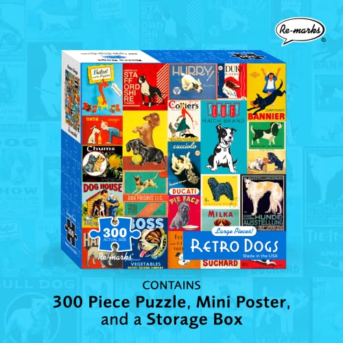 Re-Marks Retro Dogs 300-Piece Jigsaw Puzzle – Vintage Dog Breeds Collage