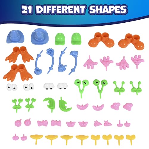 READY 2 LEARN 52-Piece Dough Character Accessories: 21 Shapes for Playdough Animals & Stories