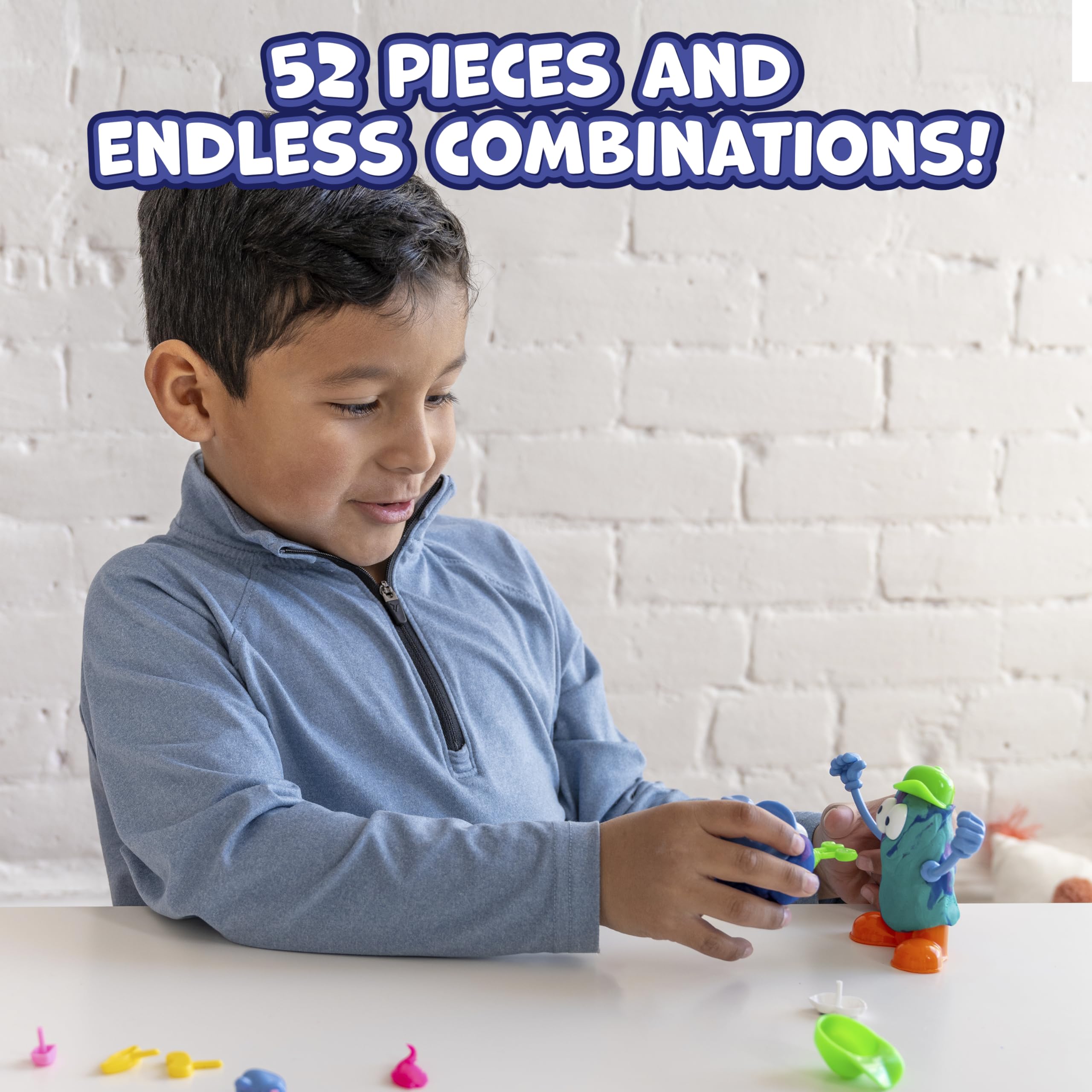 READY 2 LEARN 52-Piece Dough Character Accessories: 21 Shapes for Playdough Animals & Stories