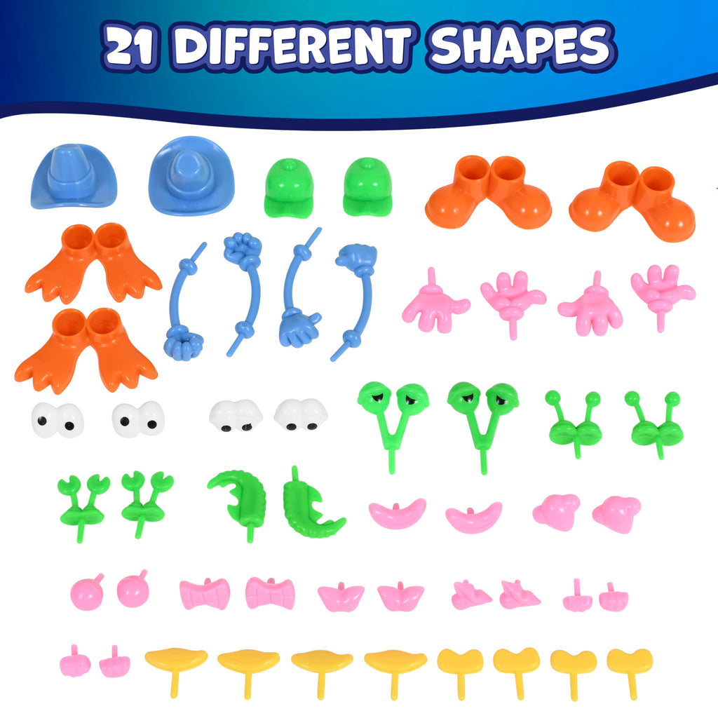 READY 2 LEARN 52-Piece Dough Character Accessories: 21 Shapes for Playdough Animals & Stories