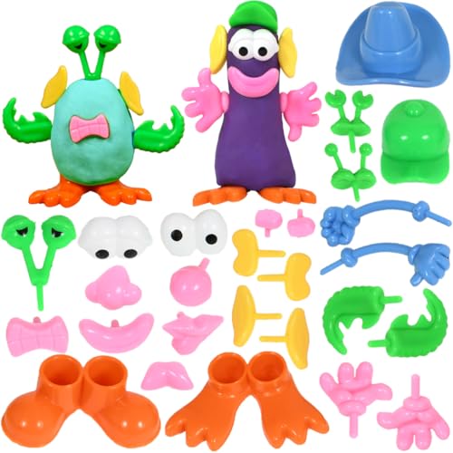 READY 2 LEARN 52-Piece Dough Character Accessories: 21 Shapes for Playdough Animals & Stories