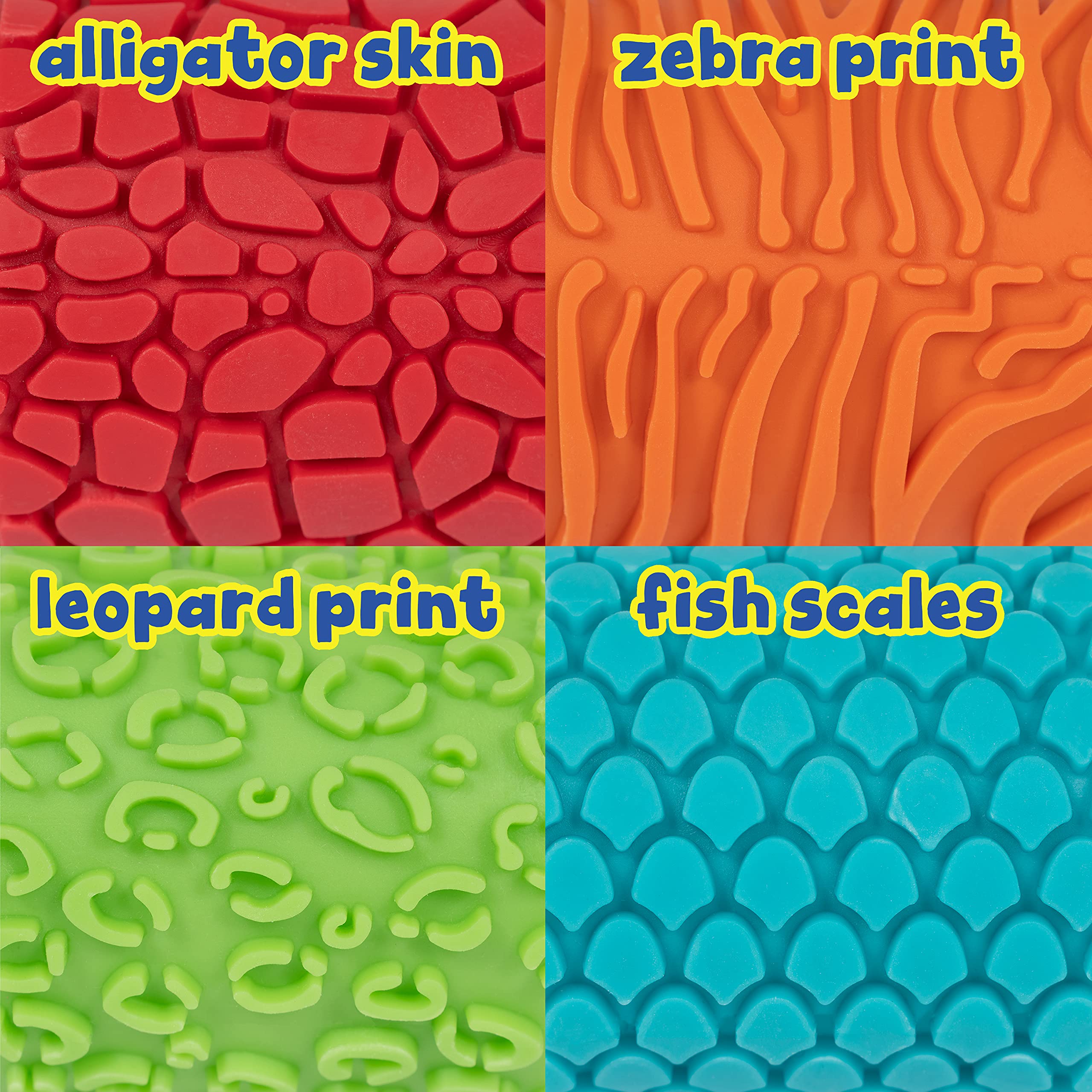 READY 2 LEARN Paint & Dough Animal Rockers – Set of 4 Animal Pattern Stamps for Toddlers