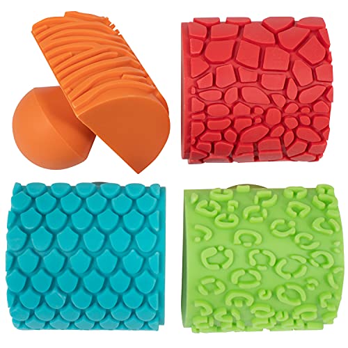 READY 2 LEARN Paint & Dough Animal Rockers – Set of 4 Animal Pattern Stamps for Toddlers
