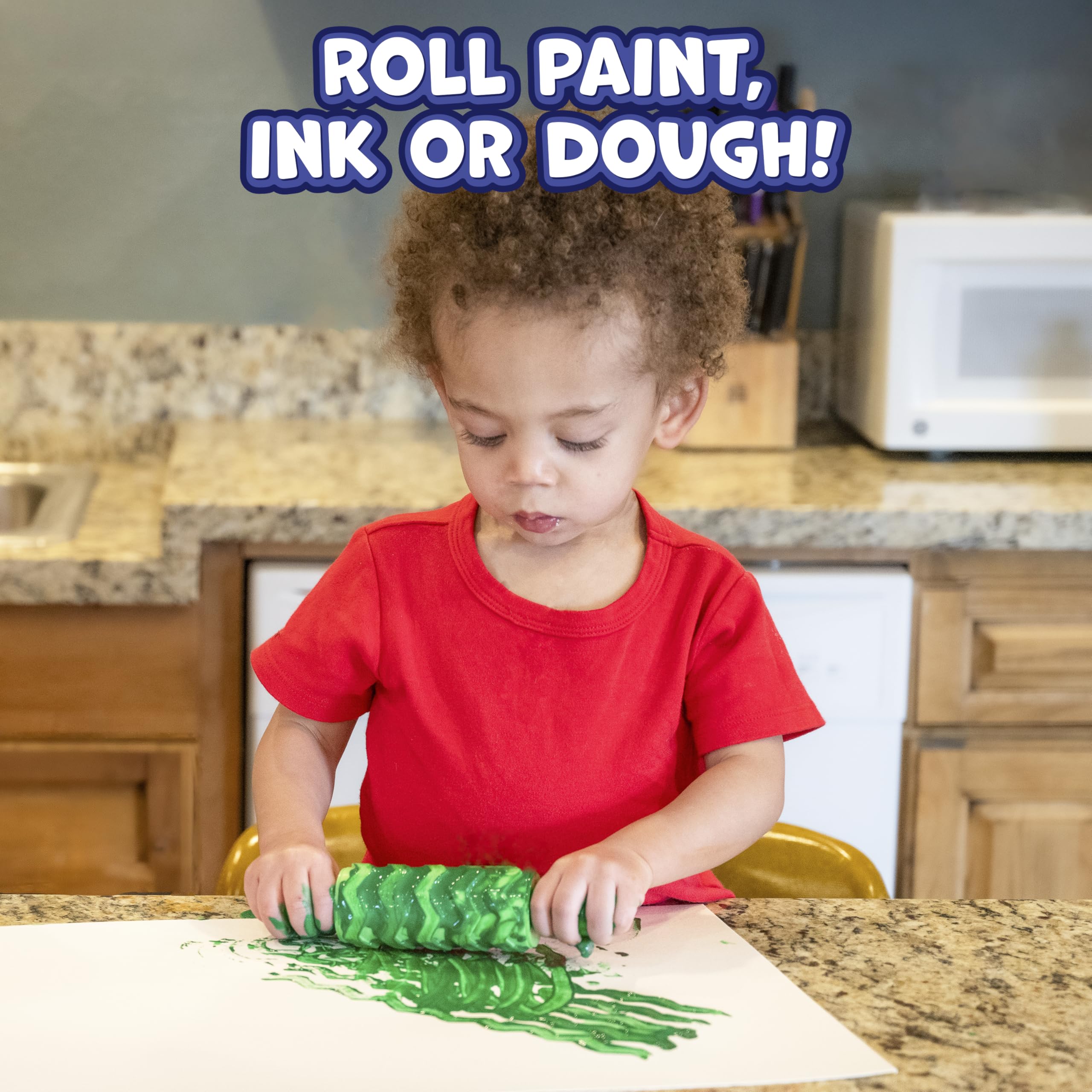 READY 2 LEARN Texture Rollers Set of 4 – Patterned Rolling Pins for Paint, Clay & Dough, Kids Art Tools