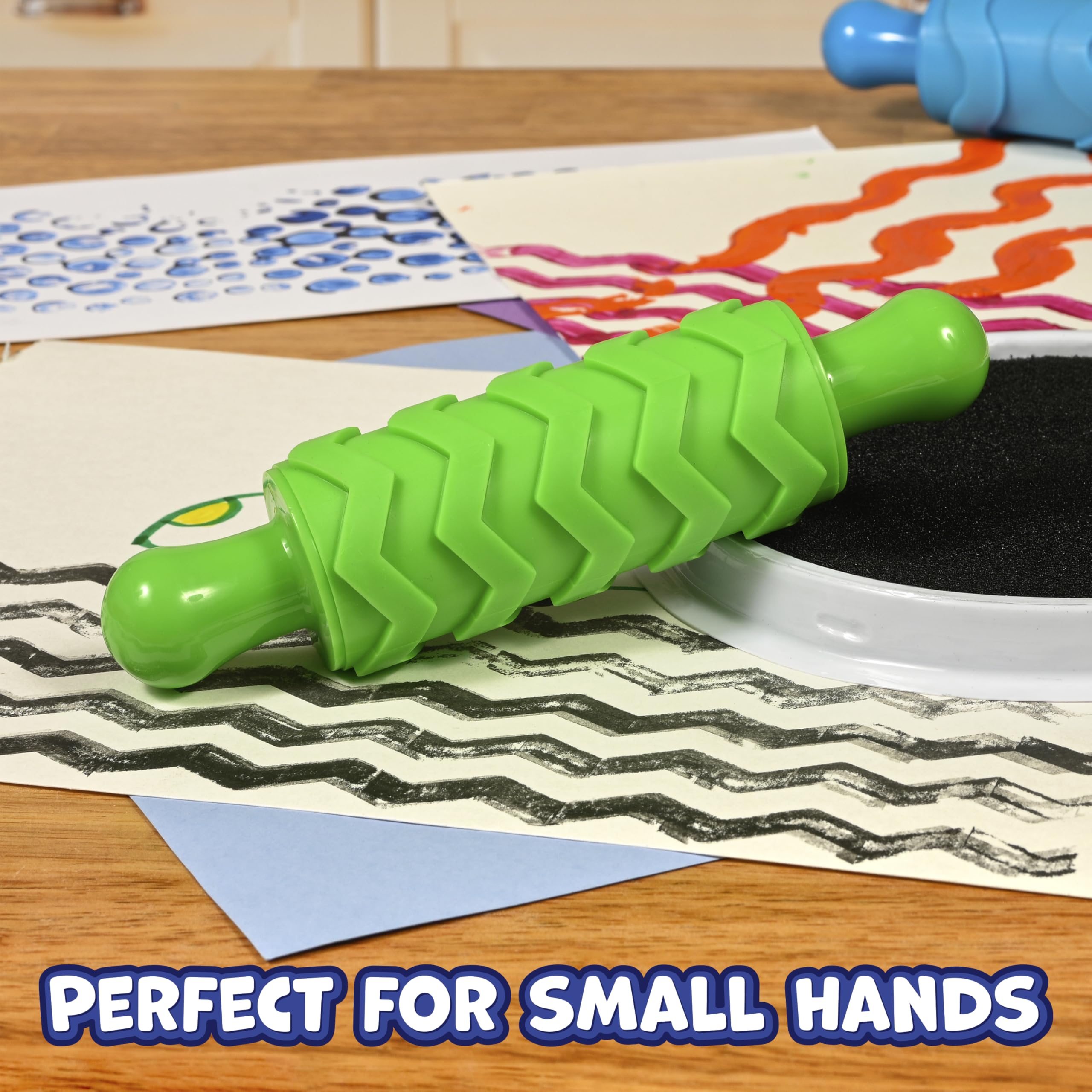 READY 2 LEARN Texture Rollers Set of 4 – Patterned Rolling Pins for Paint, Clay & Dough, Kids Art Tools