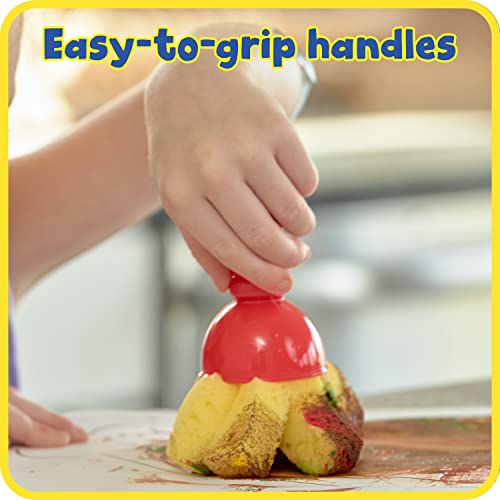 READY 2 LEARN Textured Art Tools Set of 4 – Jumbo Paint Brushes for Toddlers with Chamois, Sponge, Foam Noodle & Zigzag Tips