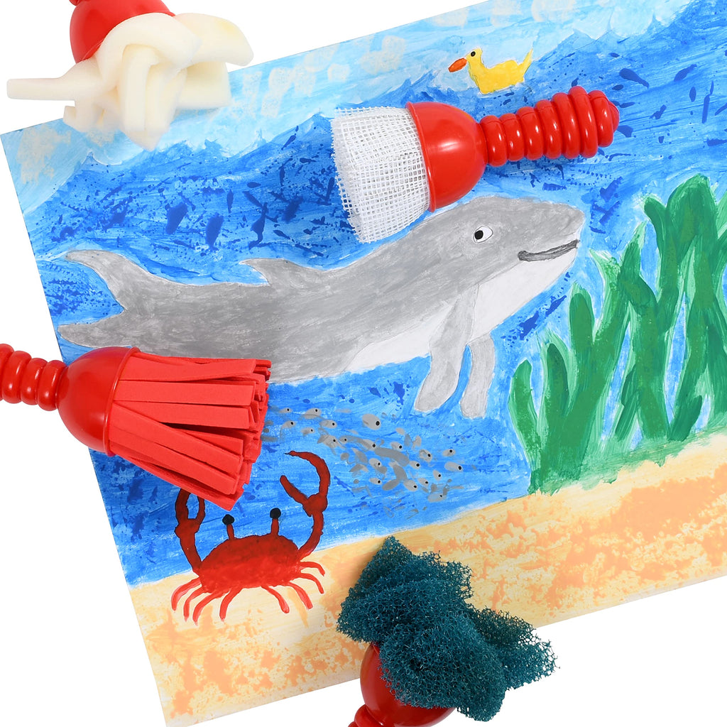 READY 2 LEARN Textured Paint Brushes - Set of 4 Jumbo Art Tools for Kids with Chunky Handles