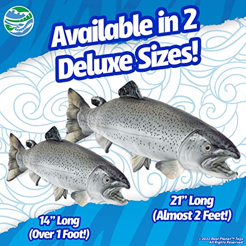 Real Planet Silver Trout Stuffed Animal - 14.25 Inch Lifelike Plush Fish Toy for Kids and Fishing Lovers