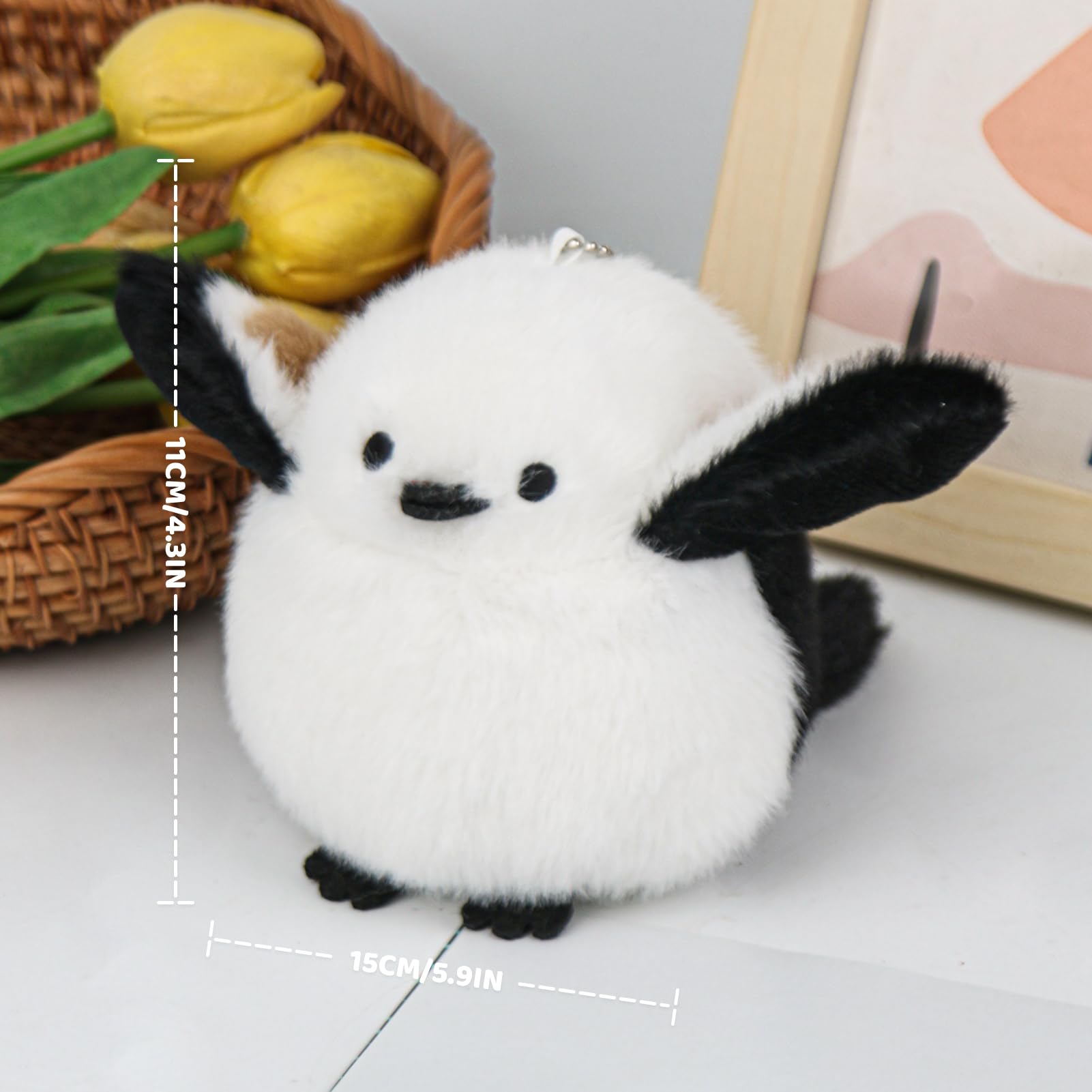 Realistic 4.3" Bird Stuffed Animal Plush Toy – Cute Tit Bird Backpack Pendant, Safe & Soft Gift for Kids