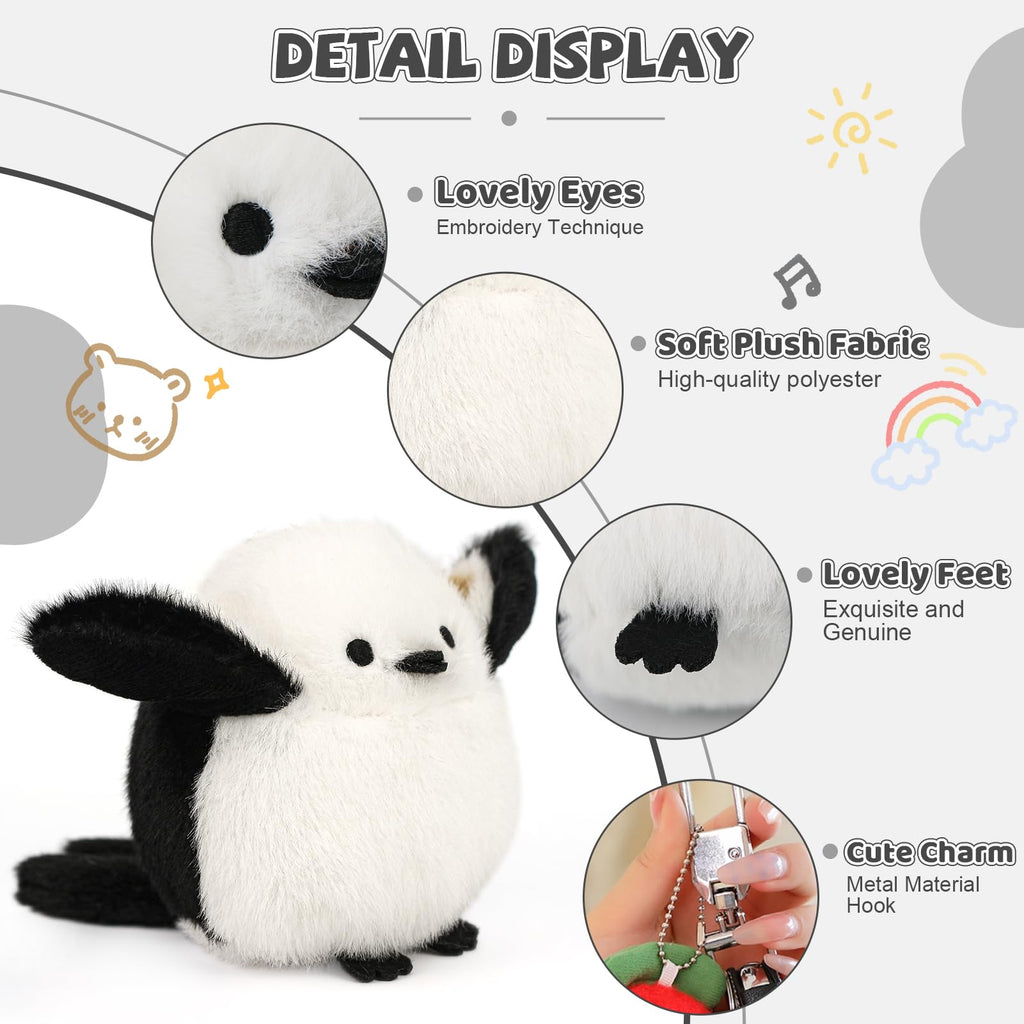Realistic 4.3" Bird Stuffed Animal Plush Toy – Cute Tit Bird Backpack Pendant, Safe & Soft Gift for Kids