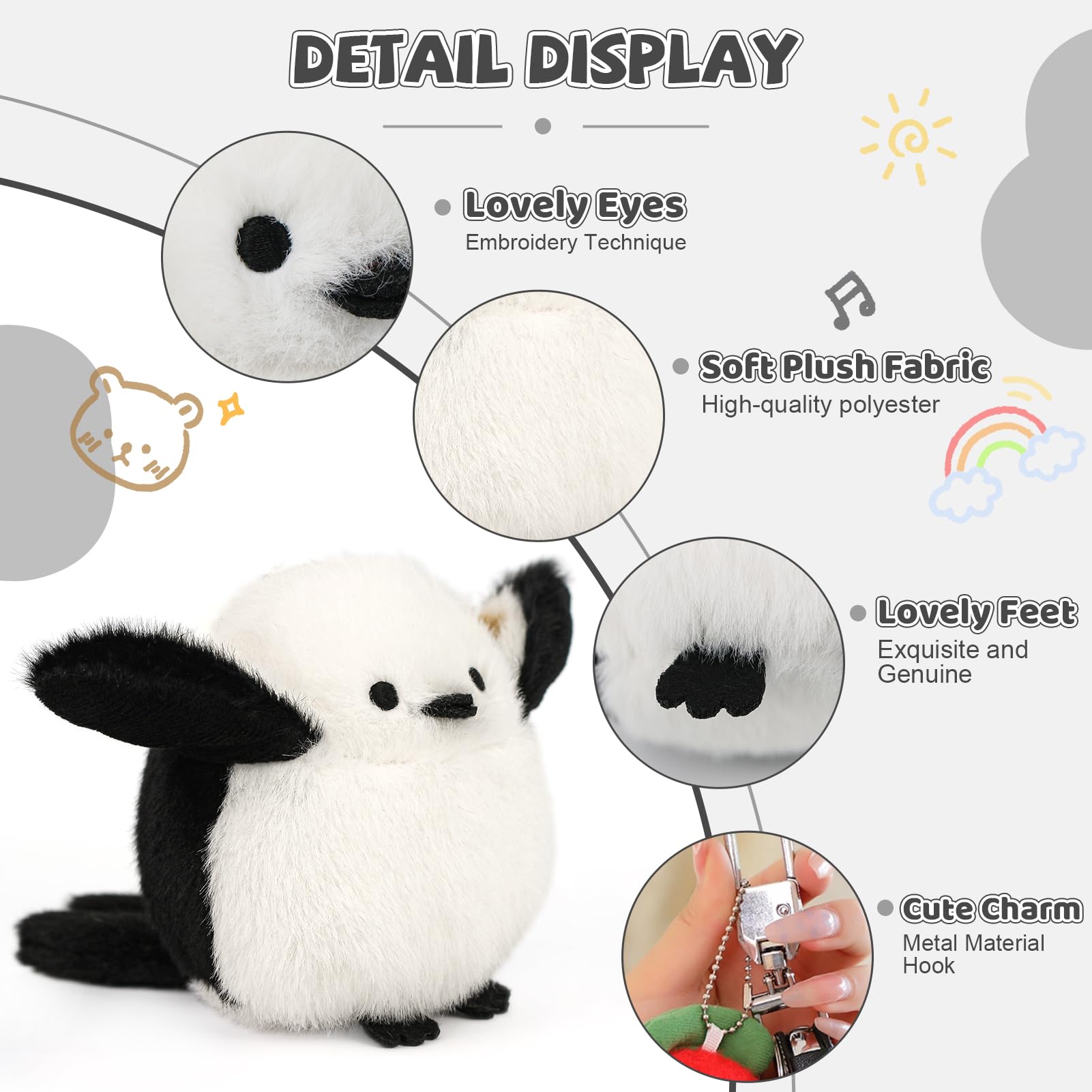 Realistic 4.3" Bird Stuffed Animal Plush Toy – Cute Tit Bird Backpack Pendant, Safe & Soft Gift for Kids