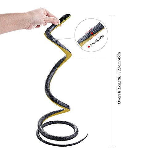 Realistic 49" Rubber Black Mamba 2-Pack – Coiled Fake Snake for Garden Deterrent, Prank Gags & Halloween Props
