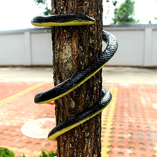 Realistic 49" Rubber Black Mamba 2-Pack – Coiled Fake Snake for Garden Deterrent, Prank Gags & Halloween Props