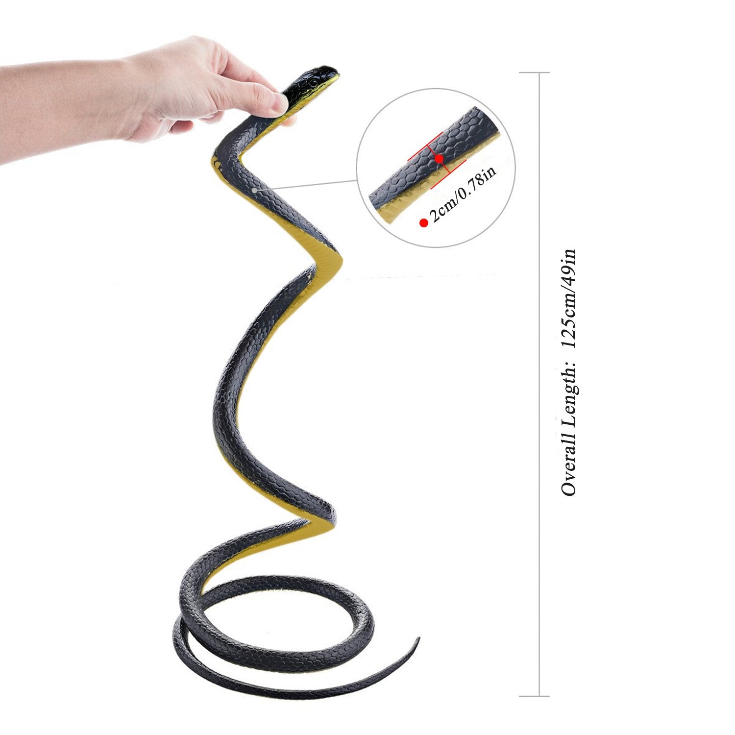 Realistic 49" Rubber Black Mamba 2-Pack – Coiled Fake Snake for Garden Deterrent, Prank Gags & Halloween Props