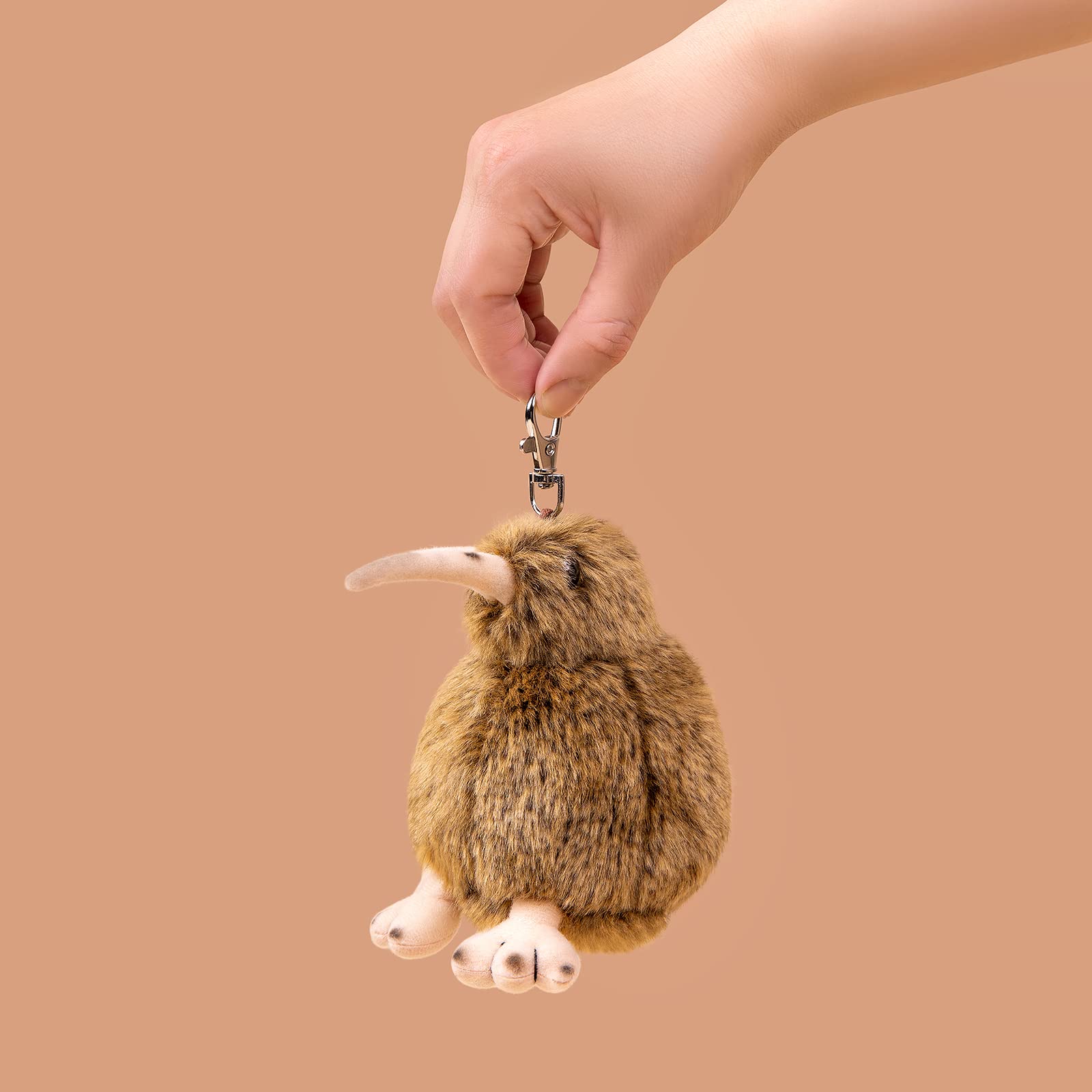 Realistic 5-Inch Kiwi Bird Plush Toy – Cute Brown Stuffed Animal Keychain Plushie, Soft Handmade Gift for Friends
