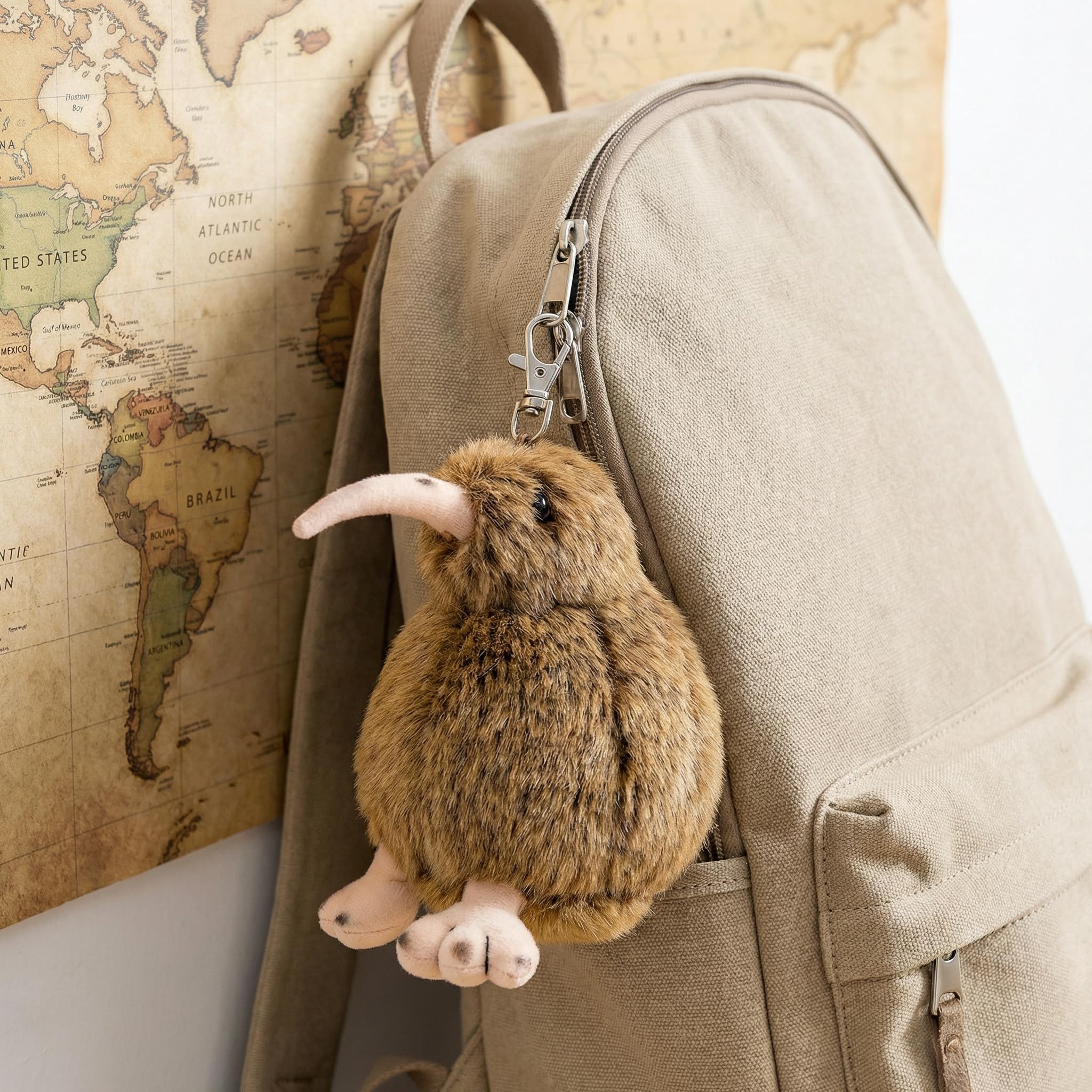 Realistic 5-Inch Kiwi Bird Plush Toy – Cute Brown Stuffed Animal Keychain Plushie, Soft Handmade Gift for Friends