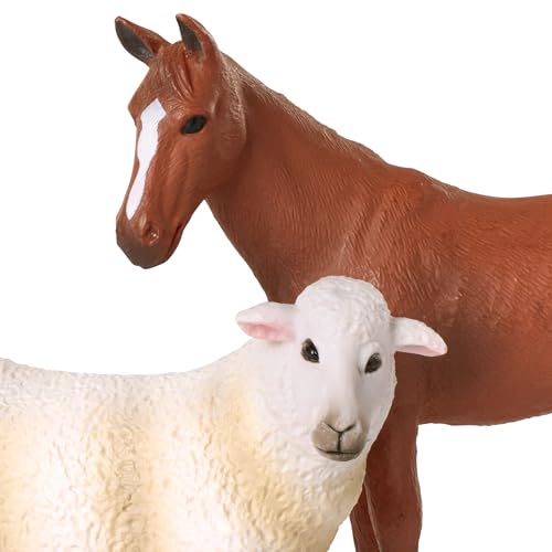 Realistic Farm Animal Figurines Set of 3 – Plastic Horse, Bull & Sheep Toys for Kids Ages 3+