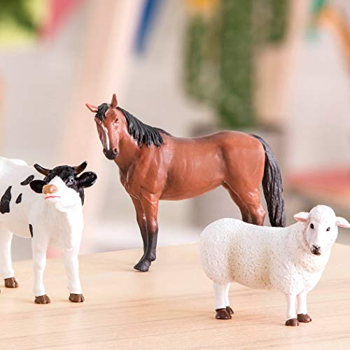 Realistic Farm Animal Figurines Set of 3 – Plastic Horse, Bull & Sheep Toys for Kids Ages 3+