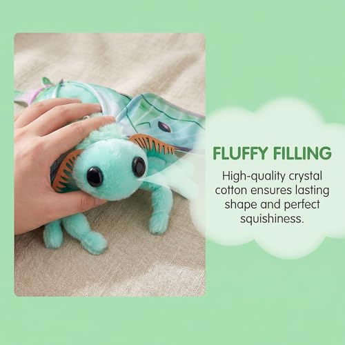 Realistic Luna Moth Plush Toy - Soft 7.5 Inch Stuffed Animal Keychain, Cute Green Moth Plushie