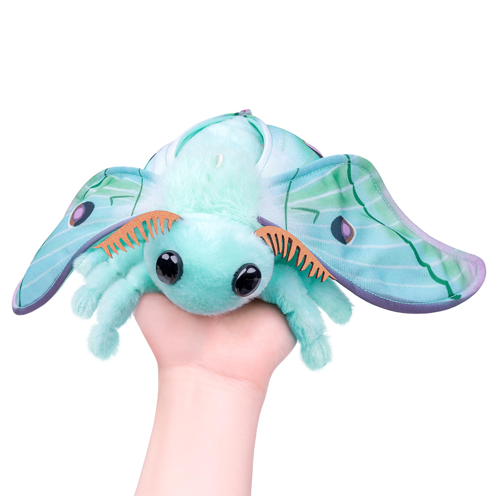 Realistic Luna Moth Plush Toy - Soft 7.5 Inch Stuffed Animal Keychain, Cute Green Moth Plushie