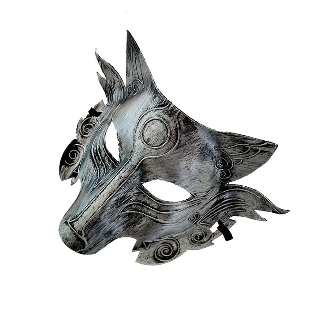 Realistic Silver Wolf Head Mask for Halloween Cosplay – Lightweight Plastic with Elastic Fit
