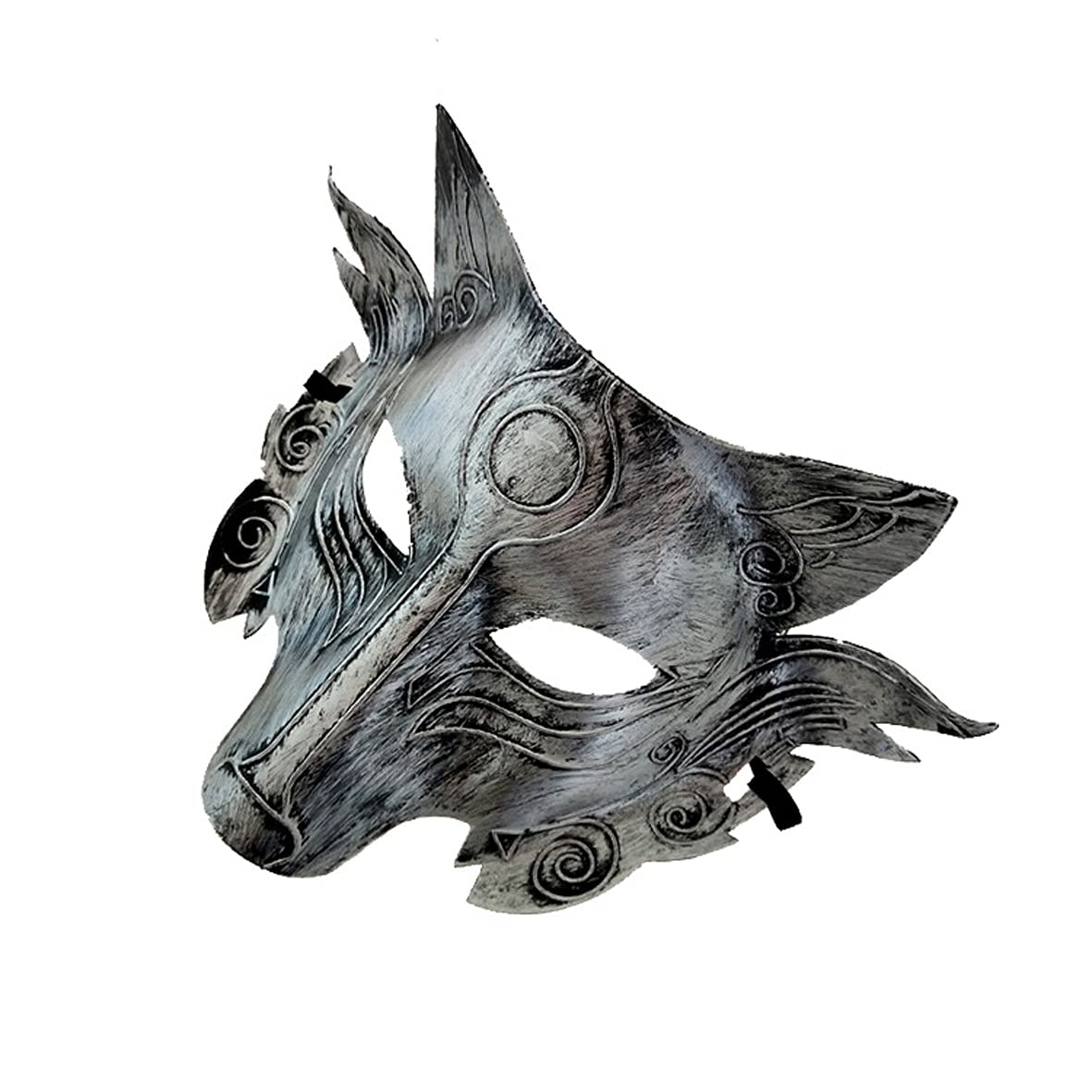 Realistic Silver Wolf Head Mask for Halloween Cosplay – Lightweight Plastic with Elastic Fit