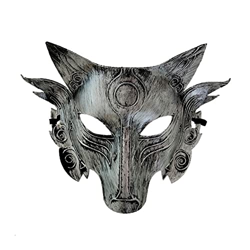 Realistic Silver Wolf Head Mask for Halloween Cosplay – Lightweight Plastic with Elastic Fit