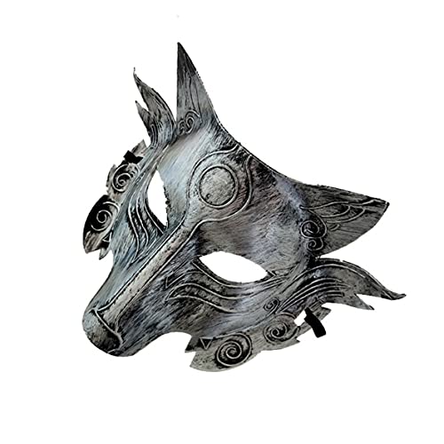 Realistic Silver Wolf Head Mask for Halloween Cosplay – Lightweight Plastic with Elastic Fit