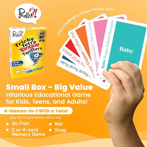 Really?! Tricky Tongue Twisters Card Game – Hilarious Family Game for Ages 8+ | Educational Speech Activity