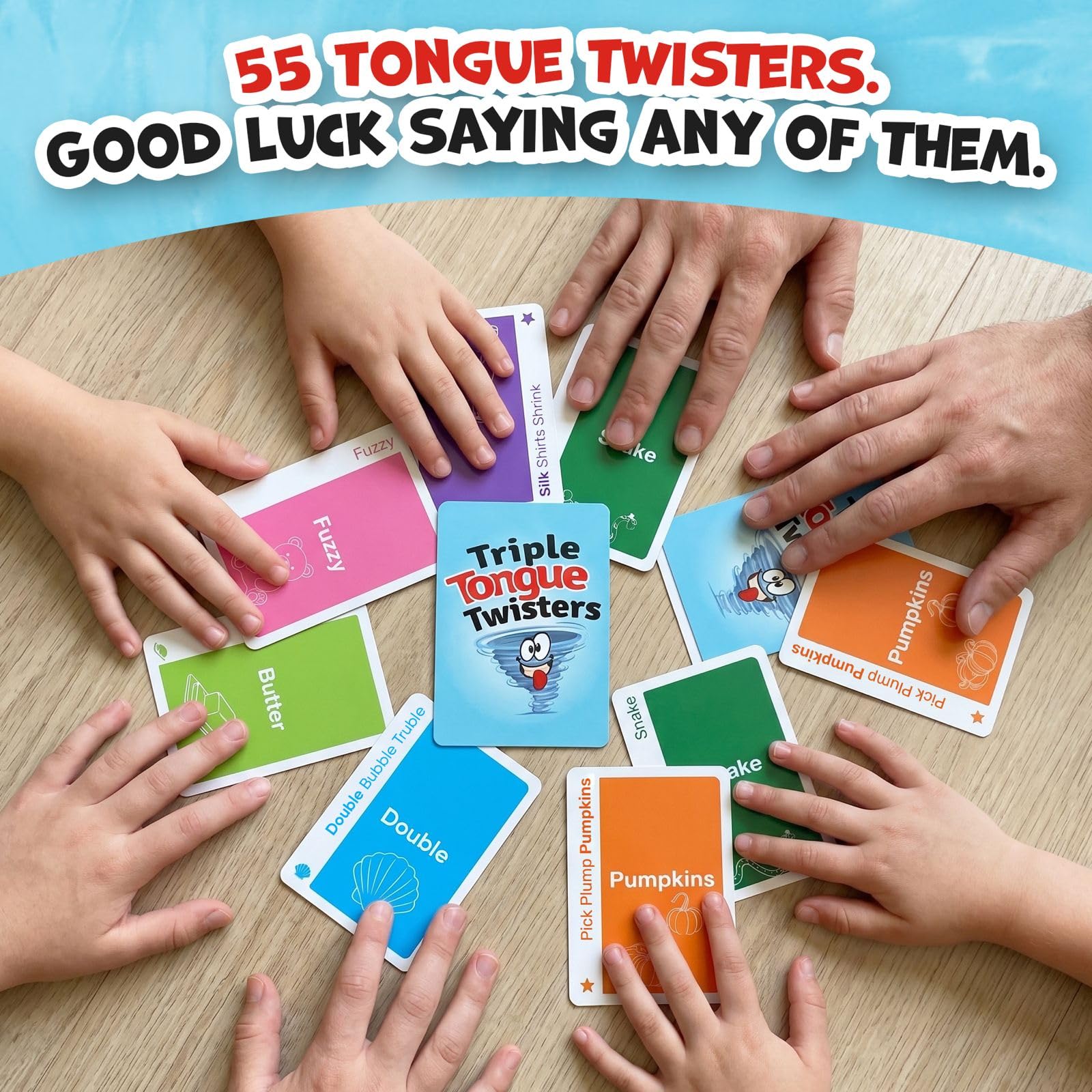 Really?! Triple Tongue Twisters Card Game – Fun Family Game Night Activity for Teens and Adults, Travel-Friendly Party Game for 2-6 Players Ages 8+