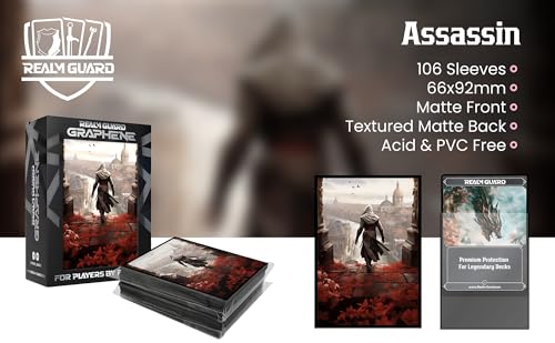 Realm Guard Graphene TCG Sleeves – 105 Textured Matte Art Sleeves (Assassin)
