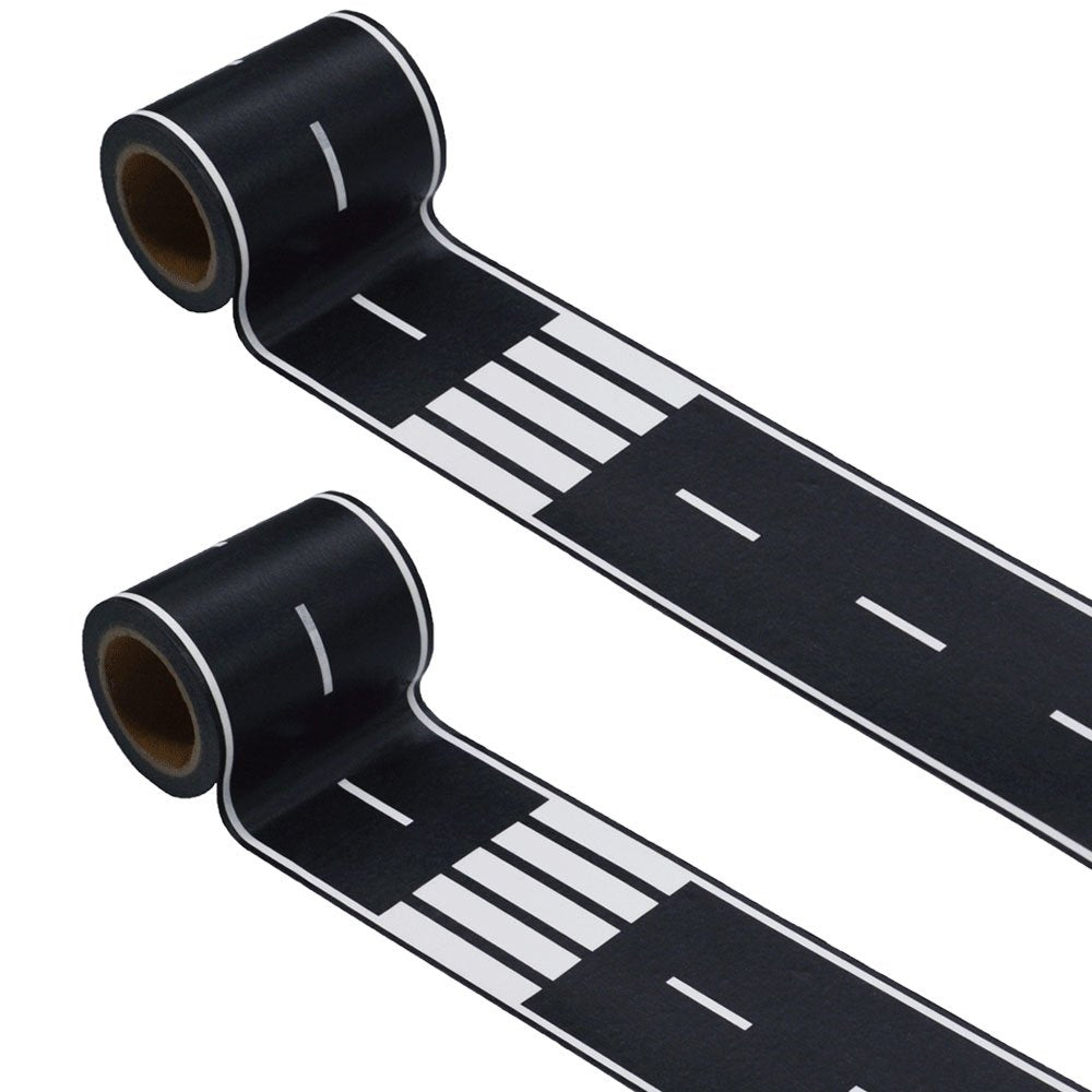 RECER Black Track Tape 2 Rolls – Toy Car Race Track Decoration for Kids Parties (2.4" x 33ft Each)