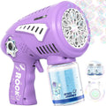 Rechargeable Bubble Gun with 30% Bigger Bubbles, LED, and Leakproof Design - Perfect Gift for Ages 3-15