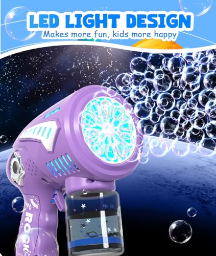 Rechargeable Bubble Gun with 30% Bigger Bubbles, LED, and Leakproof Design - Perfect Gift for Ages 3-15