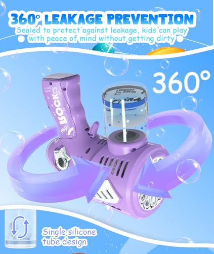 Rechargeable Bubble Gun with 30% Bigger Bubbles, LED, and Leakproof Design - Perfect Gift for Ages 3-15