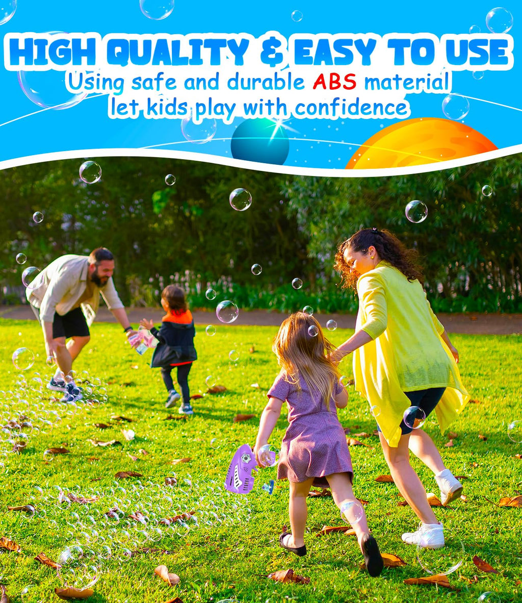 Rechargeable Bubble Gun with 30% Bigger Bubbles, LED, and Leakproof Design - Perfect Gift for Ages 3-15