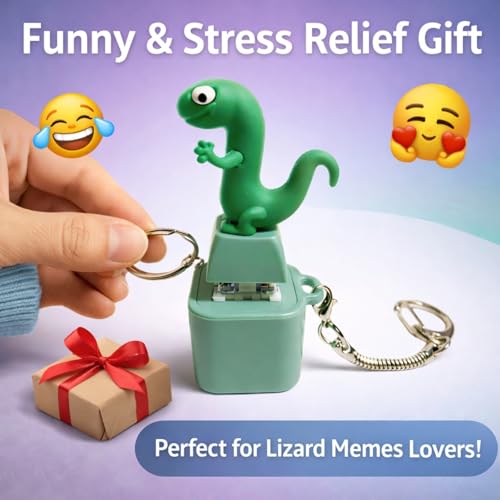 Rechargeable Lizard Button Fidget Toy – Meme Sound Keychain for Stress Relief