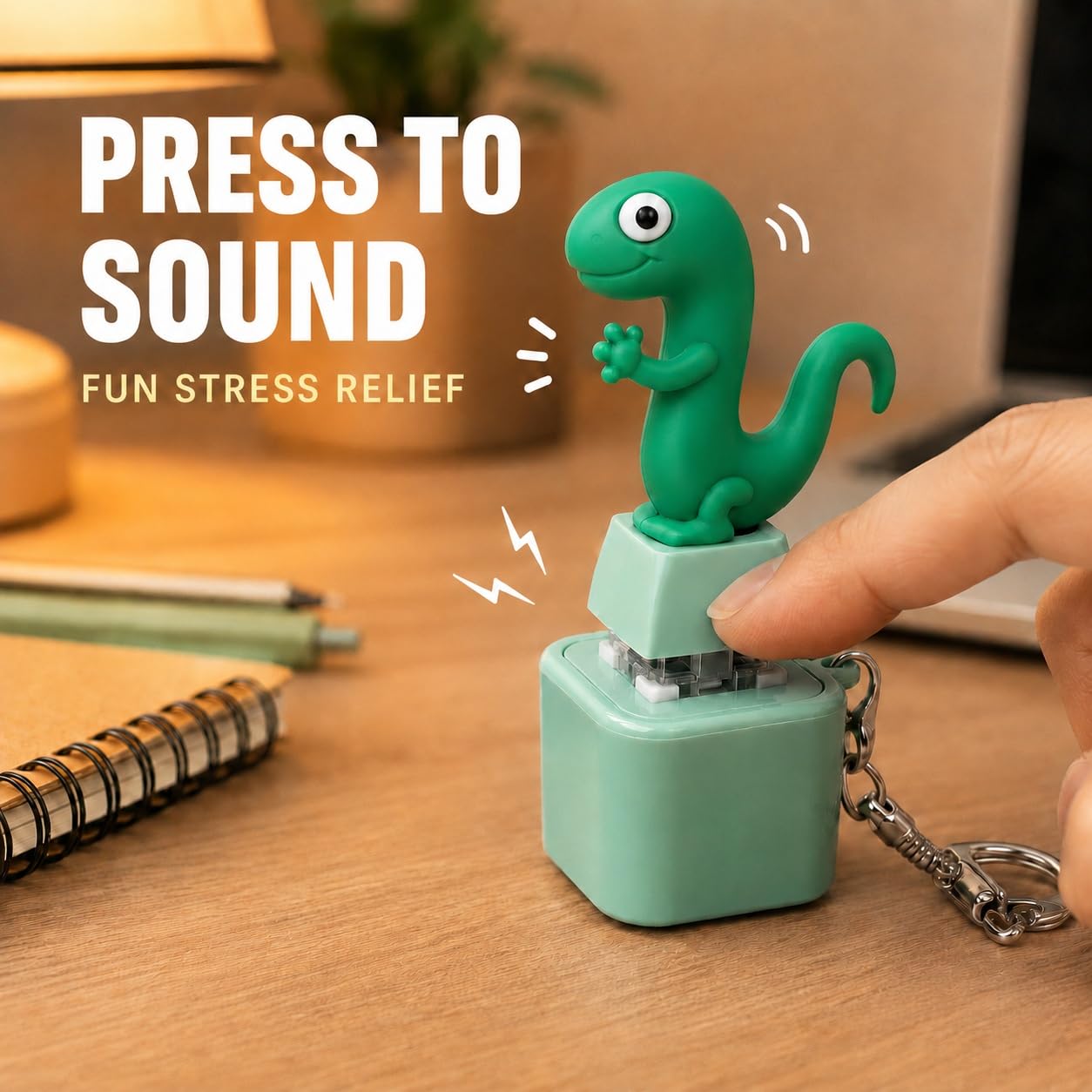 Rechargeable Lizard Button Fidget Toy – Meme Sound Keychain for Stress Relief