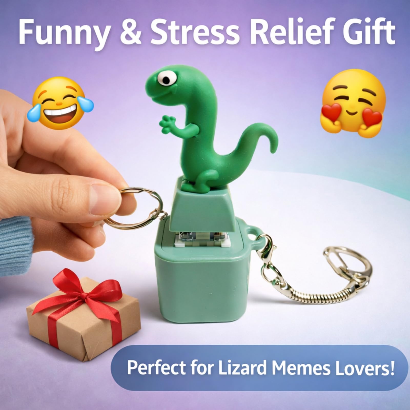 Rechargeable Lizard Button Fidget Toy – Meme Sound Keychain for Stress Relief