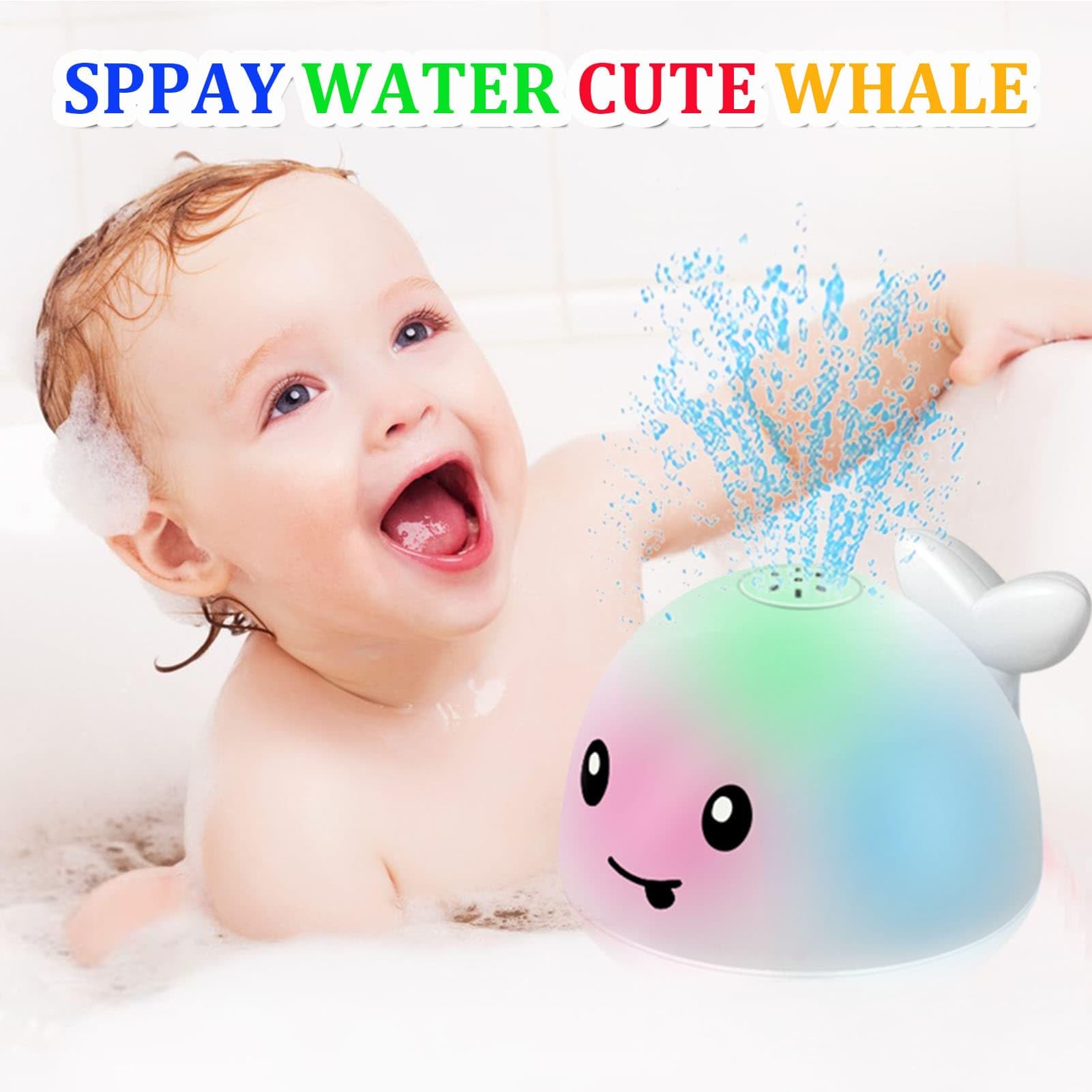 Rechargeable Whale Bath Toy for Toddlers – Light Up Water Spray Toy for Kids Ages 1-3, Bathtub Pool Shower Fun