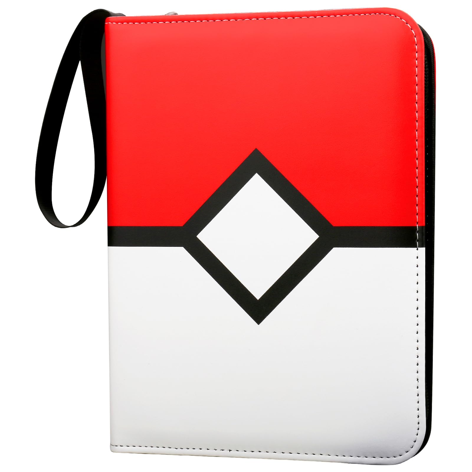 Red 4-Pocket Card Binder with Zipper – Holds 400 Cards, PU Leather, Removable Pages