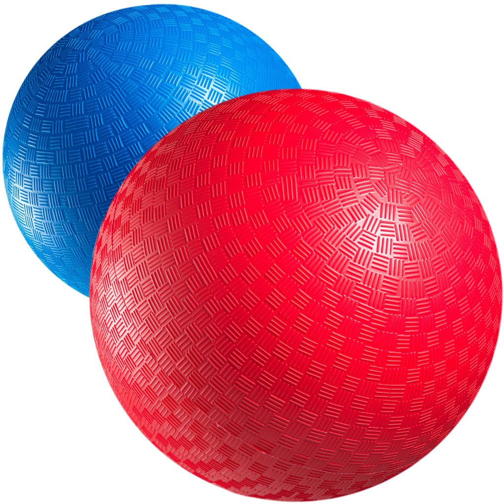 Red & Blue Kickball Set (8.5 Inch) - Includes Pump - Durable Rubber Playground Balls for Kids and Adults