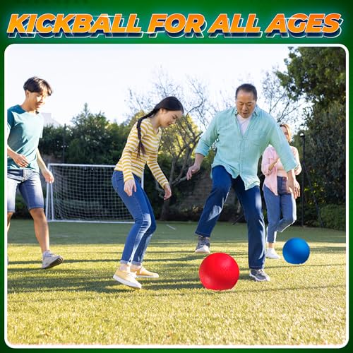 Red & Blue Kickball Set (8.5 Inch) - Includes Pump - Durable Rubber Playground Balls for Kids and Adults