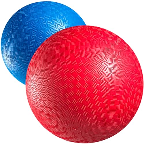 Red & Blue Kickball Set (8.5 Inch) - Includes Pump - Durable Rubber Playground Balls for Kids and Adults